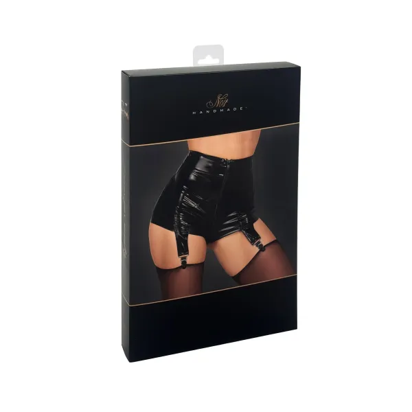 F325 Wetlook Shorts mit PVC Strumpfhaltern von Noir Handmade | Fesselliebe.de