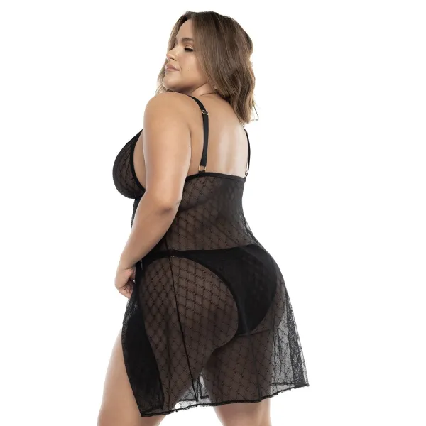 Schwarzes Babydoll Plus Size - MAL7498XBLK von Mapale | Fesselliebe.de