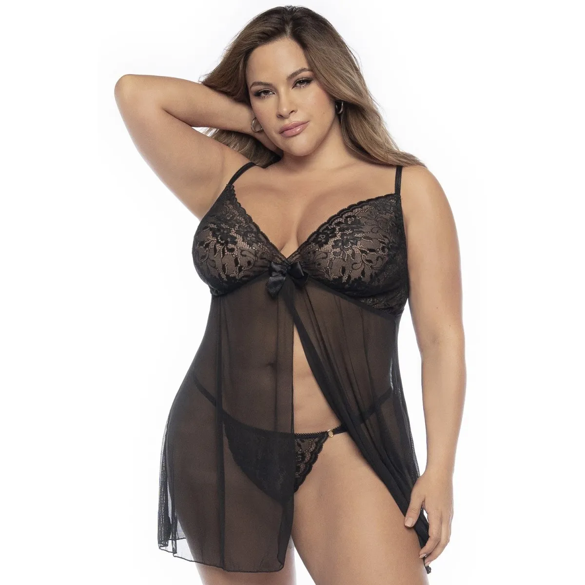 Schwarzes Babydoll Plus Size - MAL7501XBLK von Mapale | Fesselliebe.de