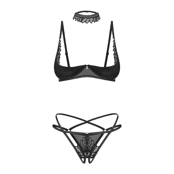 3-teilges ouvert Set Donarella schwarz von Obsessive | Fesselliebe.de