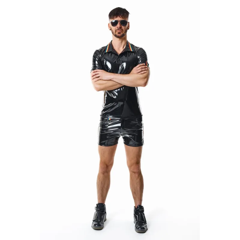 PVC Polo Shirt RMRaffaeleRBW schwarz von Pride Festih Line | Fesselliebe.de