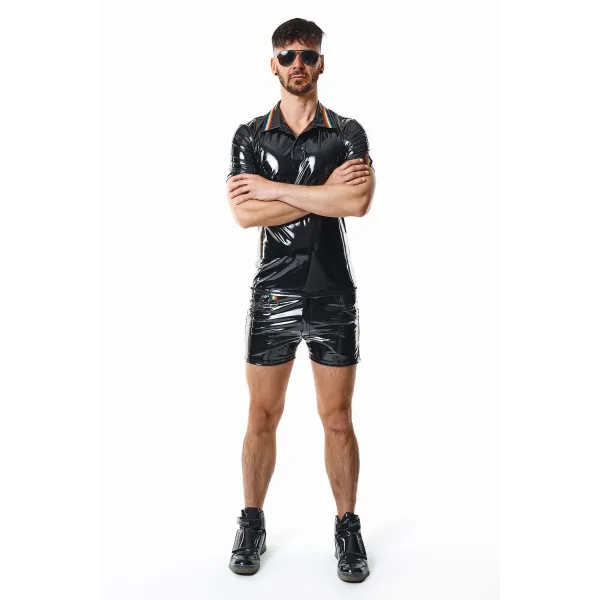 PVC Polo Shirt RMRaffaeleRBW schwarz von Pride Festih Line | Fesselliebe.de