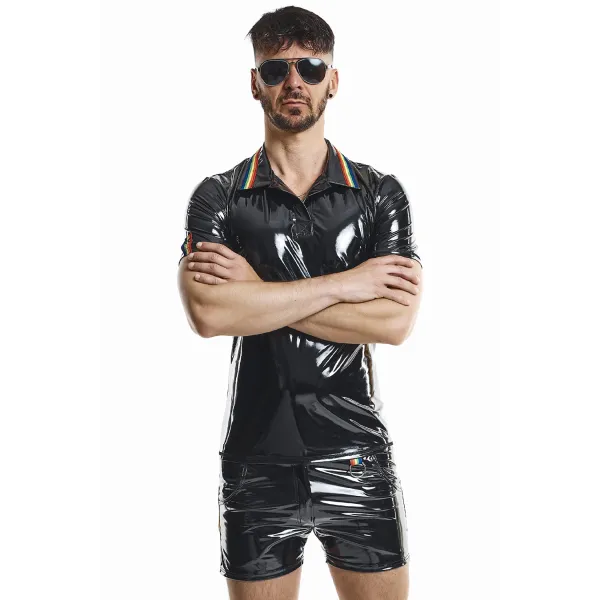 PVC Polo Shirt RMRaffaeleRBW schwarz von Pride Festih Line | Fesselliebe.de