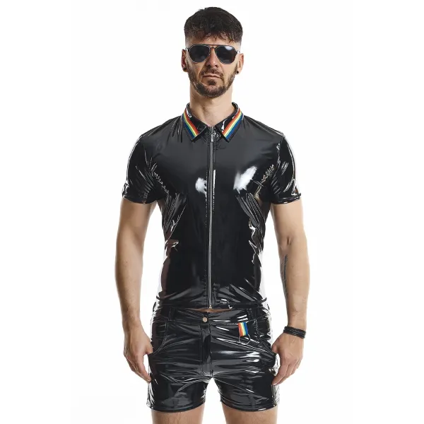 PVC Herren Polo Shirt RMRemigioRBW schwarz von Pride Festih Line | Fesselliebe.de