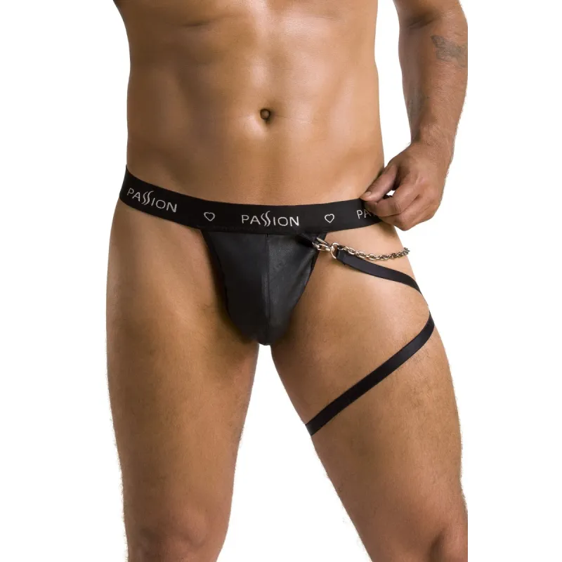 Schwarzer Männer String mit Beinharness 058 von Passion | Fesselliebe.de