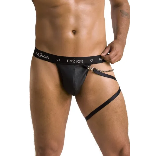 Schwarzer Männer String mit Beinharness 058 von Passion | Fesselliebe.de