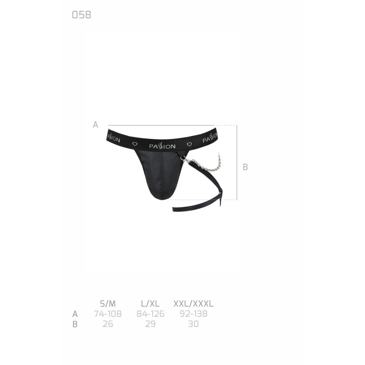 Schwarzer Männer String mit Beinharness 058 von Passion | Fesselliebe.de