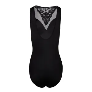 Schwarzer Body mit Netzeinsatz und Spitze KA923328 von Kalimo
