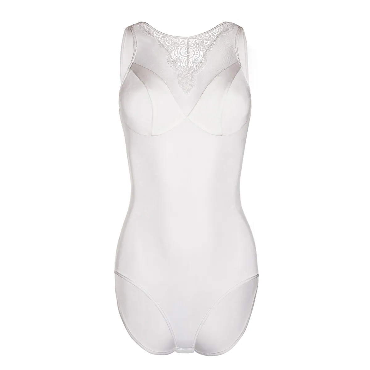 Ecru Body mit Netzeinsatz und Spitze KA923323 von Kalimo | Fesselliebe.de