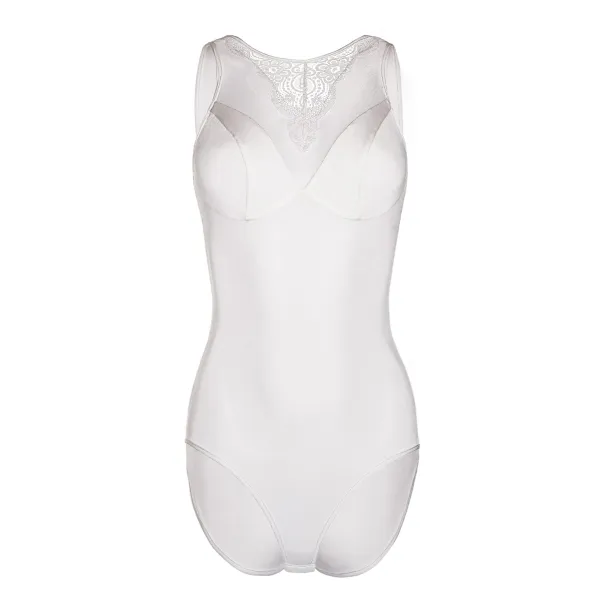 Ecru Body mit Netzeinsatz und Spitze KA923323 von Kalimo | Fesselliebe.de