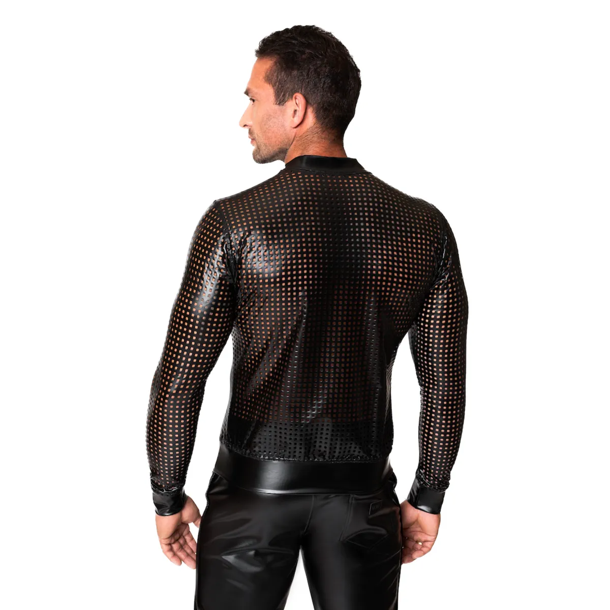 Schwarze Powerwetlook Jacke H076 von Noir Handmade Chaos Collection | Fesselliebe.de