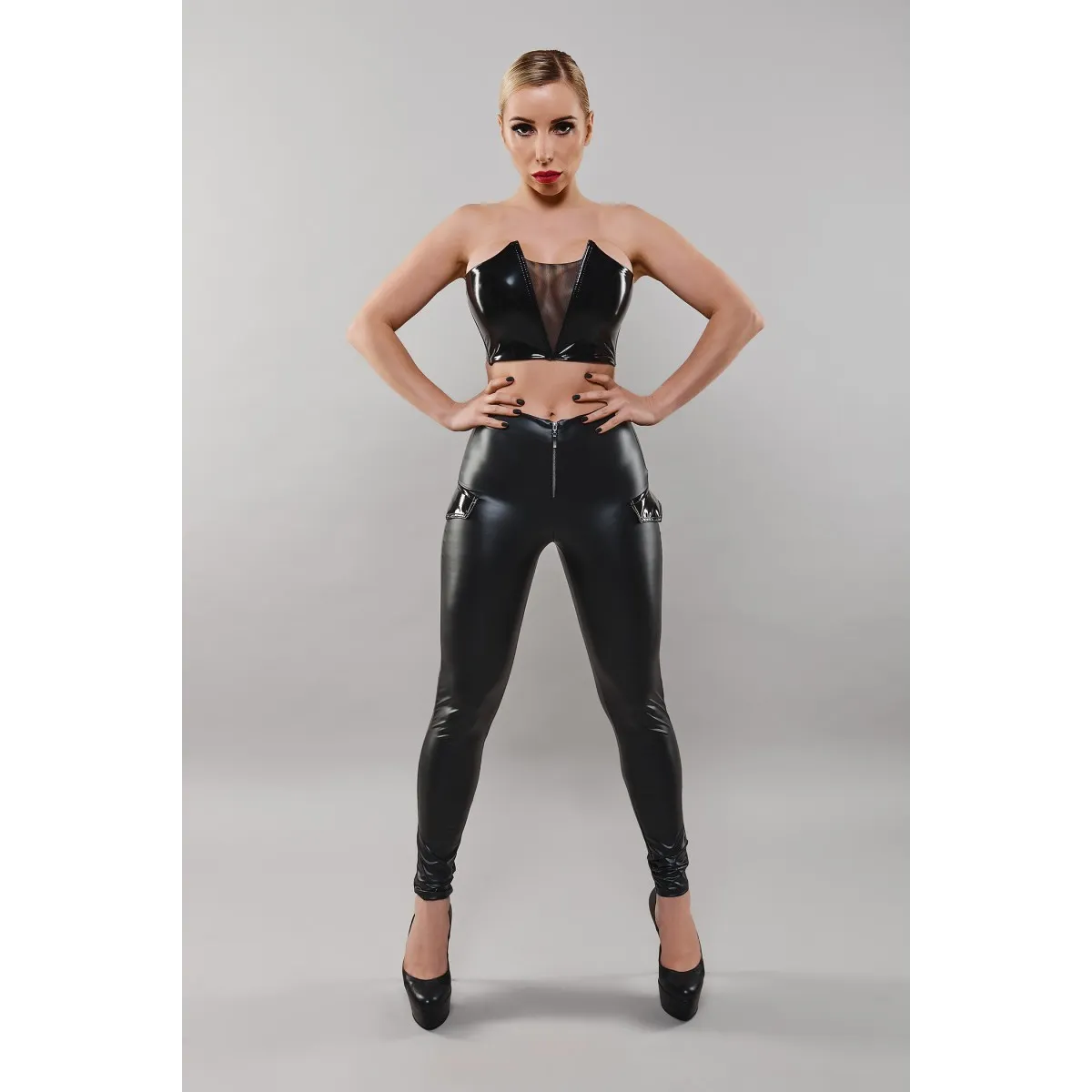 Schwarzes Damen-Top TDGerda001 von Demoniq Total Domination Collection | Fesselliebe.de