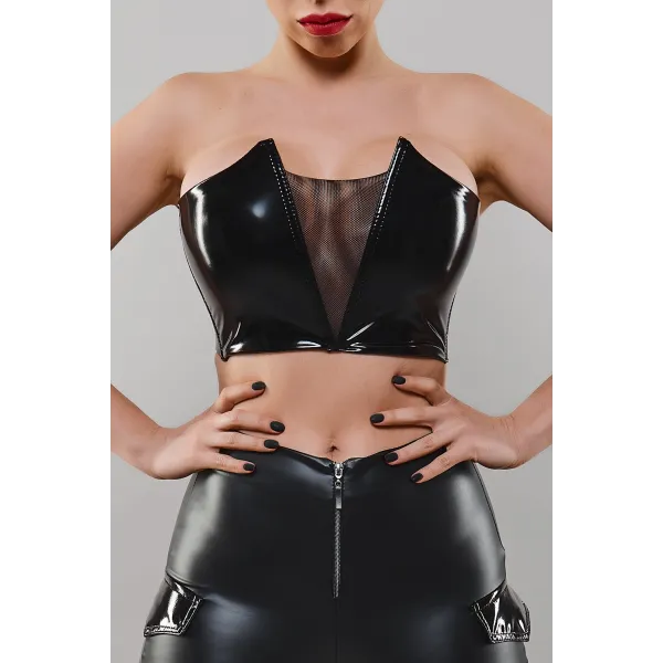 Schwarzes Damen-Top TDGerda001 von Demoniq Total Domination Collection | Fesselliebe.de