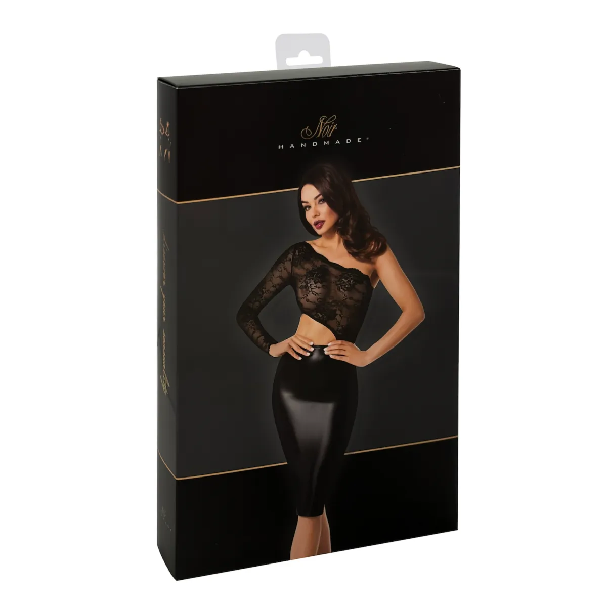 F339 halblanges Wetlook Kleid mit Spitze von Noir Handmade | Fesselliebe.de