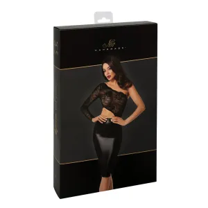 F339 halblanges Wetlook Kleid mit Spitze von Noir Handmade