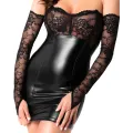 F340 Wetlook Minikleid mit Spitze von Noir Handmade