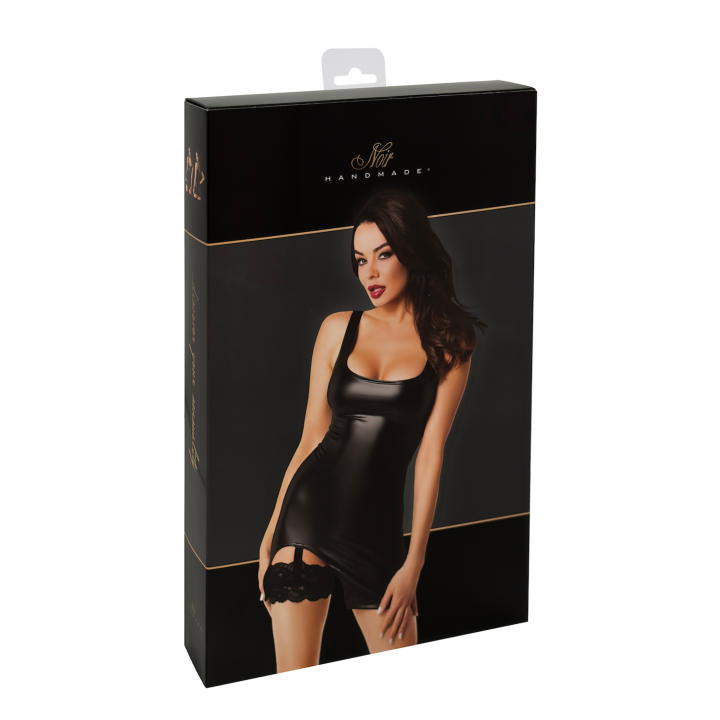F344 Wetlook Minikleid mit Strumpfband von Noir Handmade | Fesselliebe.de