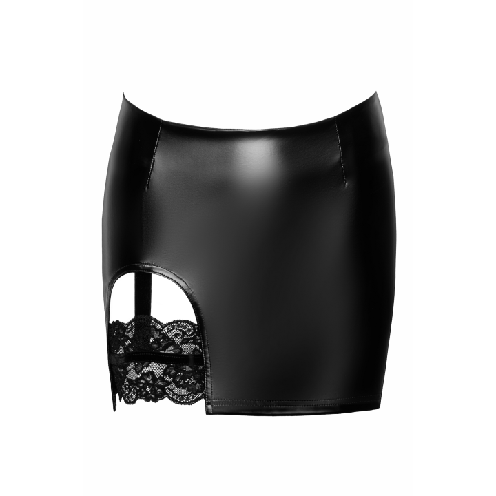 F345 Wetlook Minirock mit Strumpfband von Noir Handmade | Fesselliebe.de