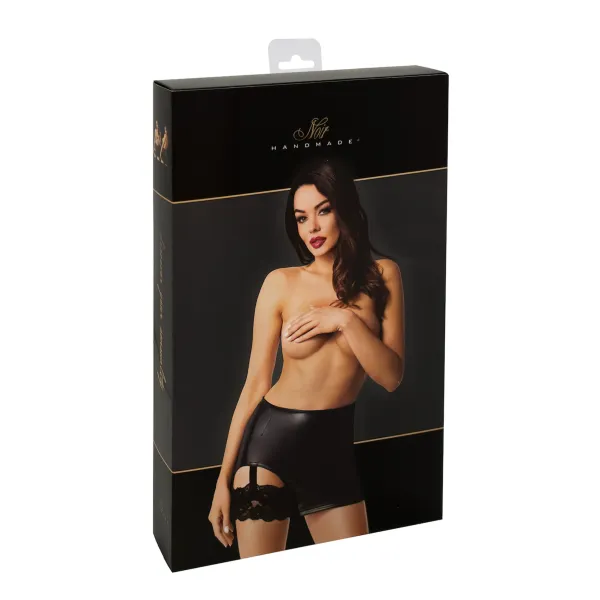 F345 Wetlook Minirock mit Strumpfband von Noir Handmade | Fesselliebe.de