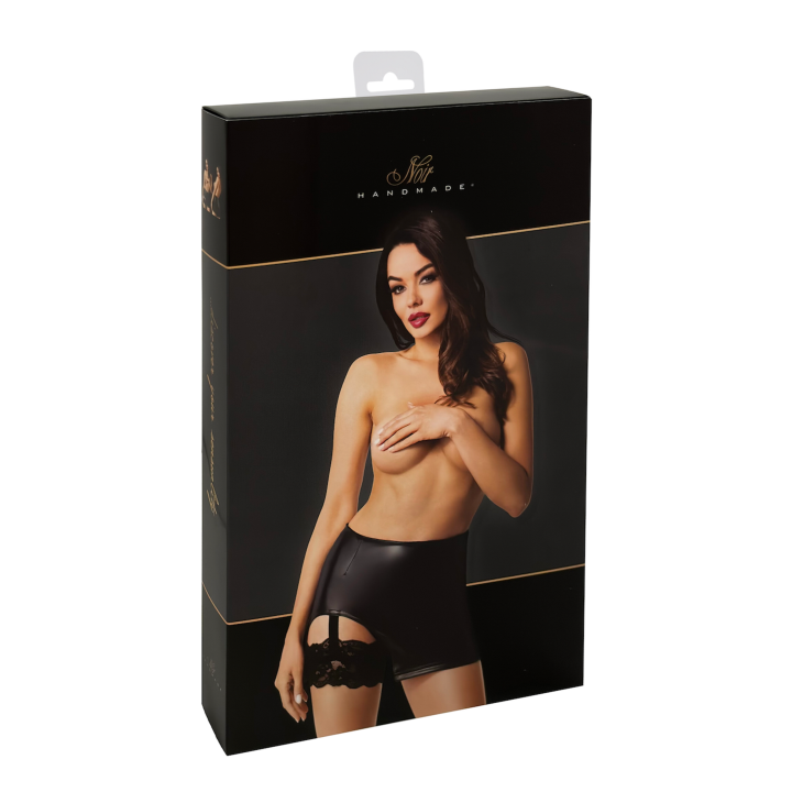 F345 Wetlook Minirock mit Strumpfband von Noir Handmade | Fesselliebe.de