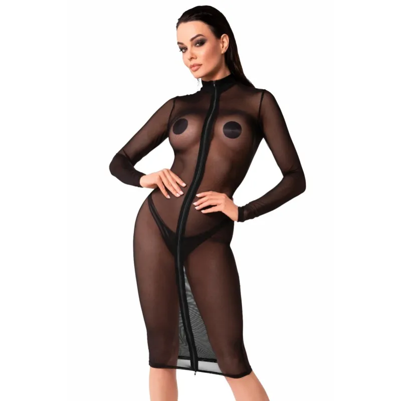 F347 halblanges Kleid aus feinem Netz von Noir Handmade | Fesselliebe.de