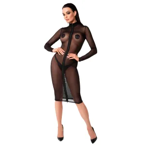 F347 halblanges Kleid aus feinem Netz von Noir Handmade