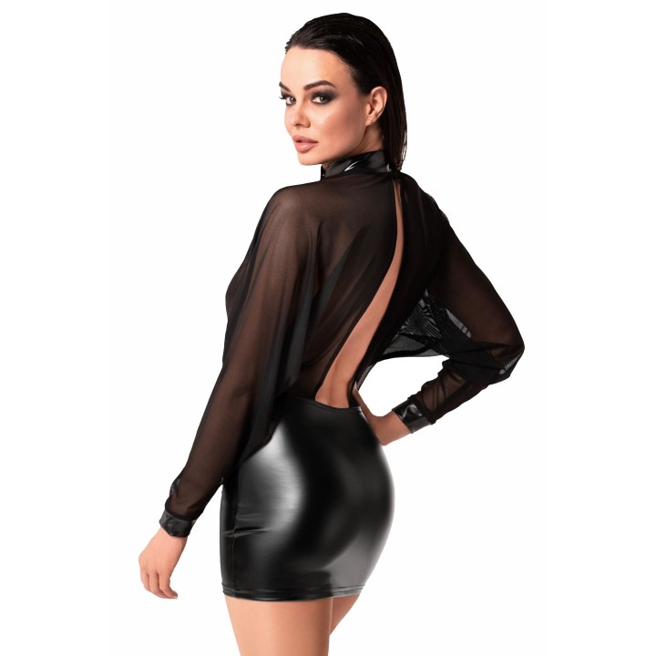 F348 Tüll-Minikleid mit Wetlook von Noir Handmade | Fesselliebe.de