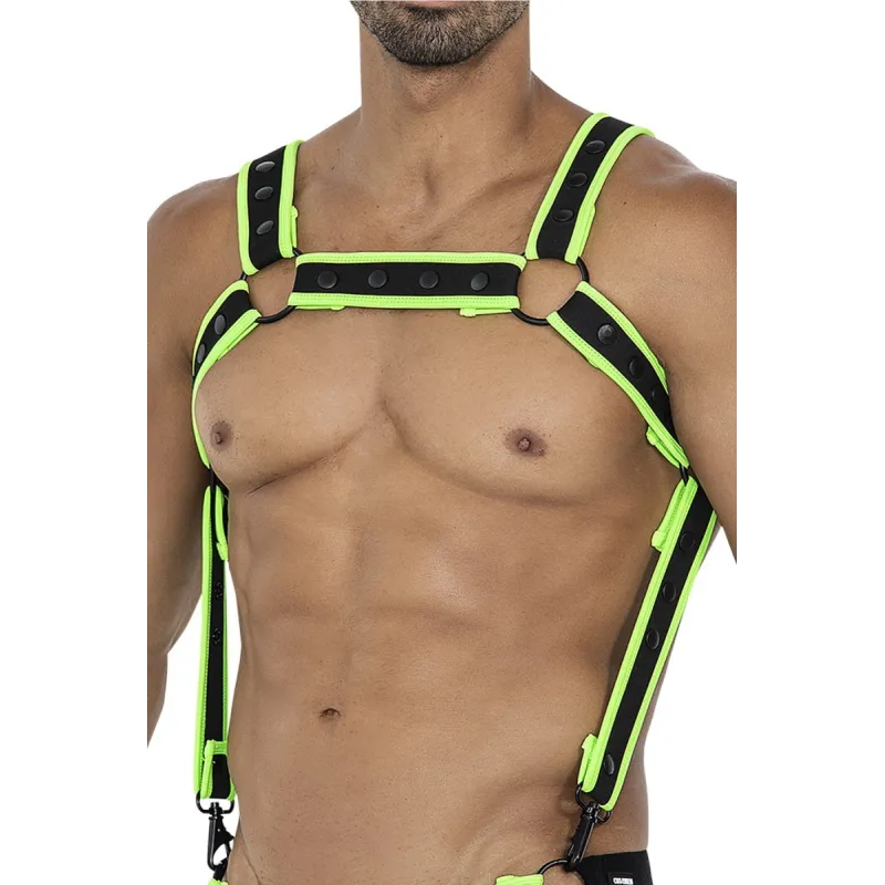 Schwarz/grüner Brust-Harness 05 von Cut4Men | Fesselliebe.de