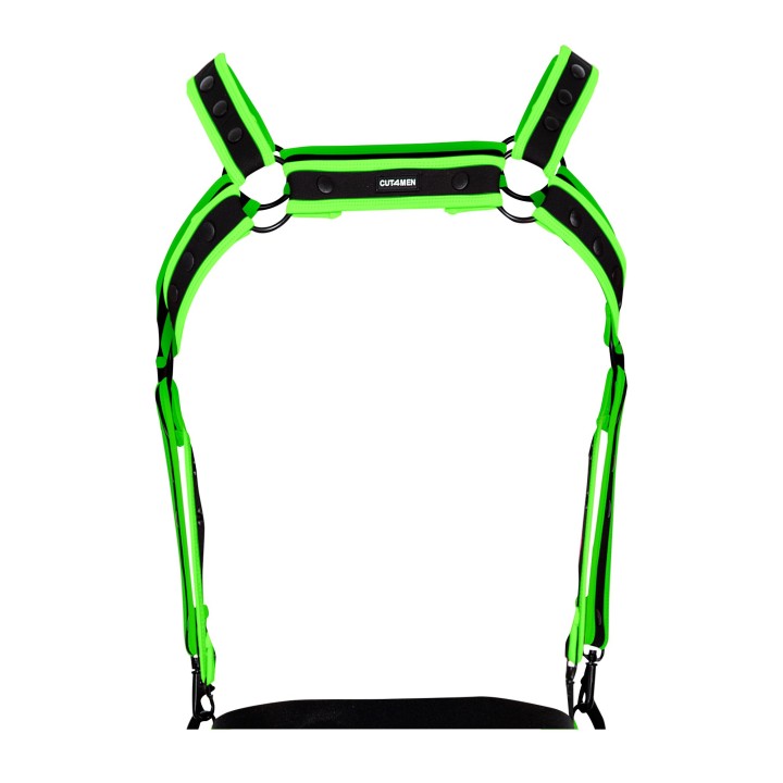 Schwarz/grüner Brust-Harness 05 von Cut4Men | Fesselliebe.de