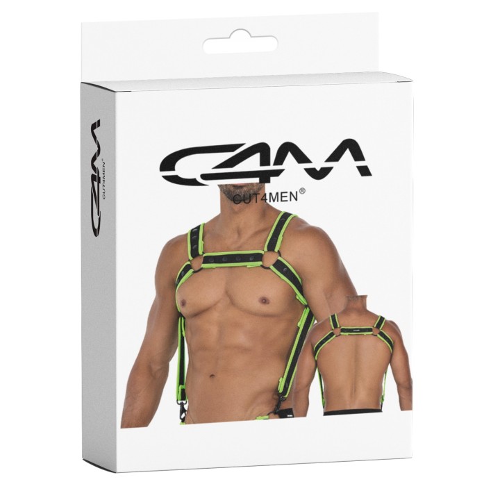 Schwarz/grüner Brust-Harness 05 von Cut4Men | Fesselliebe.de