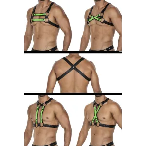 Schwarz/neongrüner Brust-Harness 06 von Cut4Men | Fesselliebe.de