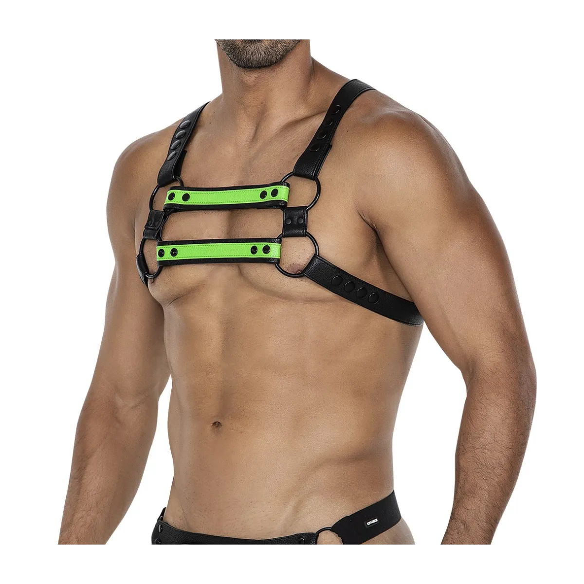 Schwarz/neongrüner Brust-Harness 06 von Cut4Men | Fesselliebe.de