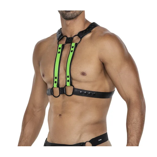 Schwarz/neongrüner Brust-Harness 06 von Cut4Men | Fesselliebe.de