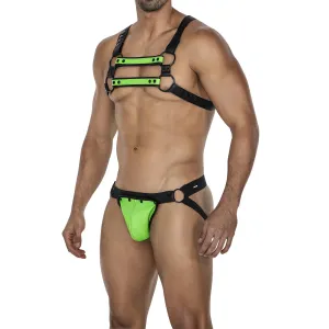 Schwarz/neongrüner Brust-Harness 06 von Cut4Men