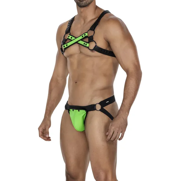 Schwarz/neongrüner Brust-Harness 06 von Cut4Men | Fesselliebe.de