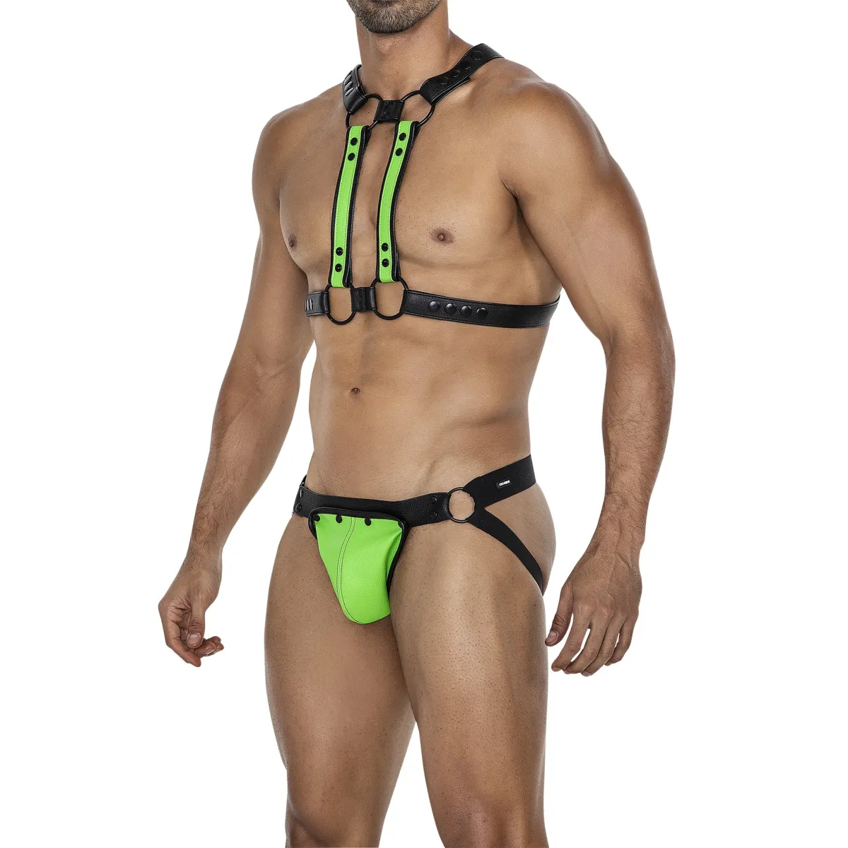 Schwarz/neongrüner Brust-Harness 06 von Cut4Men | Fesselliebe.de
