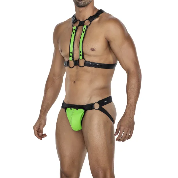Schwarz/neongrüner Brust-Harness 06 von Cut4Men | Fesselliebe.de