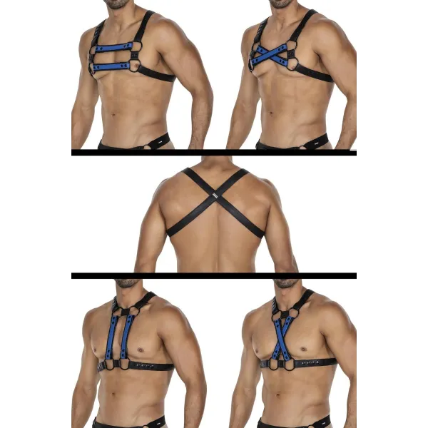 Schwarz/blauer Brust-Harness 06 von Cut4Men | Fesselliebe.de