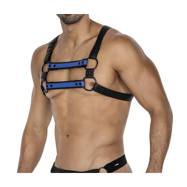 Schwarz/blauer Brust-Harness 06 von Cut4Men | Fesselliebe.de