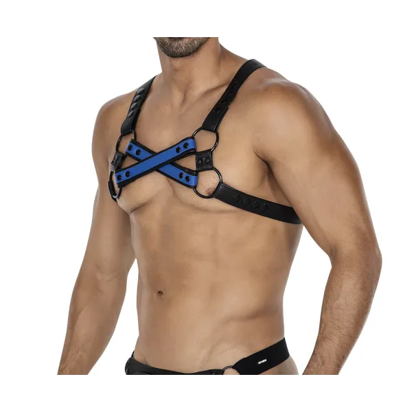 Schwarz/blauer Brust-Harness 06 von Cut4Men | Fesselliebe.de