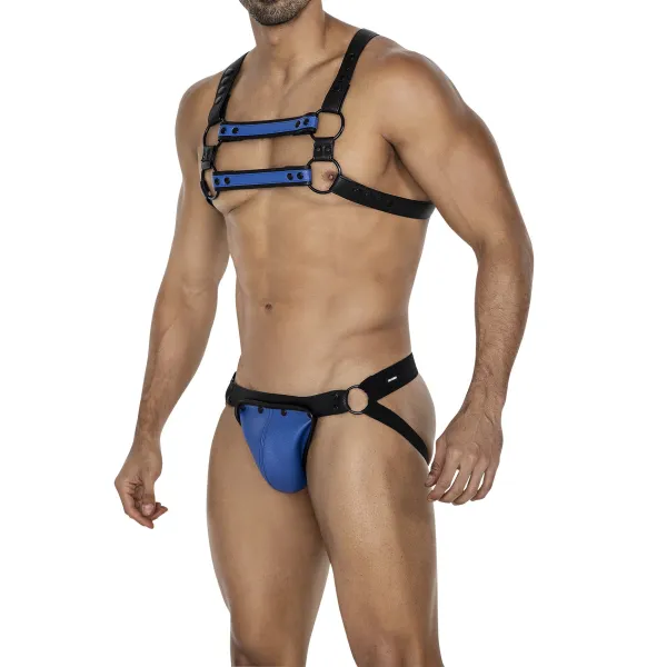 Schwarz/blauer Brust-Harness 06 von Cut4Men | Fesselliebe.de
