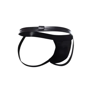 Schwarzer Wetlook Jockstrap BL4CK05 von Cut4Men