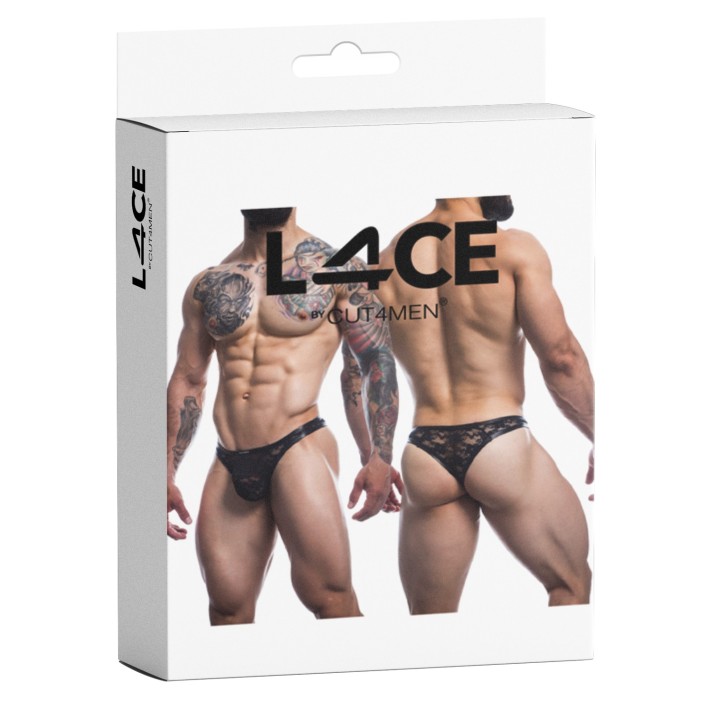 Schwarzer String Spitze L4CE03 von Cut4Men | Fesselliebe.de
