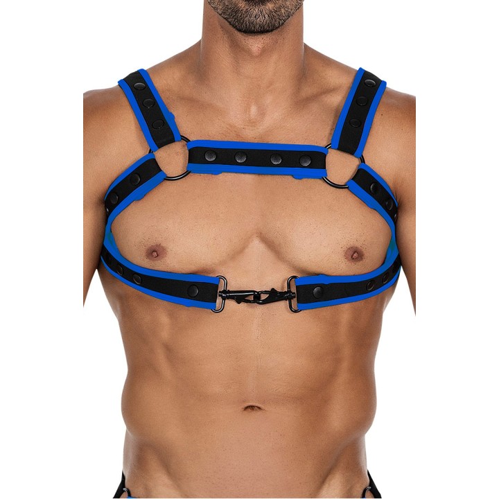 Schwarz/neoblauer Brust-Harness 05 von Cut4Men | Fesselliebe.de