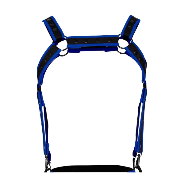 Schwarz/neoblauer Brust-Harness 05 von Cut4Men | Fesselliebe.de