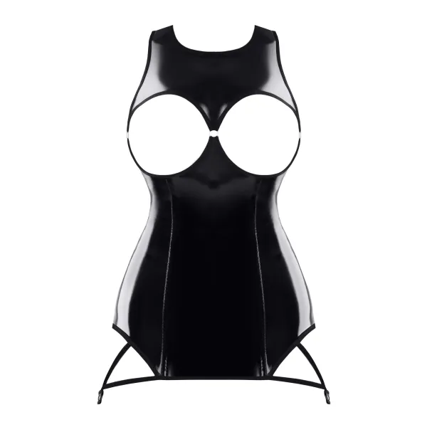 Schwarzes brustfreies Lack Miniklied TDXanna001 von Demoniq | Fesselliebe.de