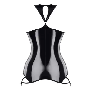 Schwarzes brustfreies Lack Miniklied TDXanna001 von Demoniq