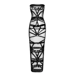 F358 langes Off-shoulder Kleid Bondesque von Noir Handmade