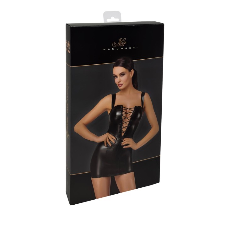 F363 Wetlook Minikleid mit Schnürung von Noir Handmade | Fesselliebe.de