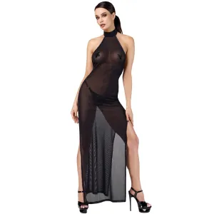 F372 langes Kleid Onyx Twin-slit von Noir Handmade | Fesselliebe.de